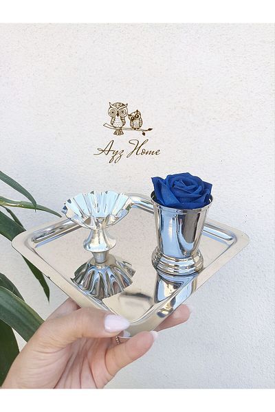 AYZ HOME 21*21 Presentation Tray - Turkish Delight and Rose Bucket Velvet Rose Set (Promise, Engagement, Promise, Coffee Presentation)