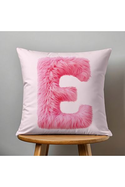 Filamente Double Sided Digital Printing Throw Pillow Cover Feather Effect Letter Pattern - Letter E