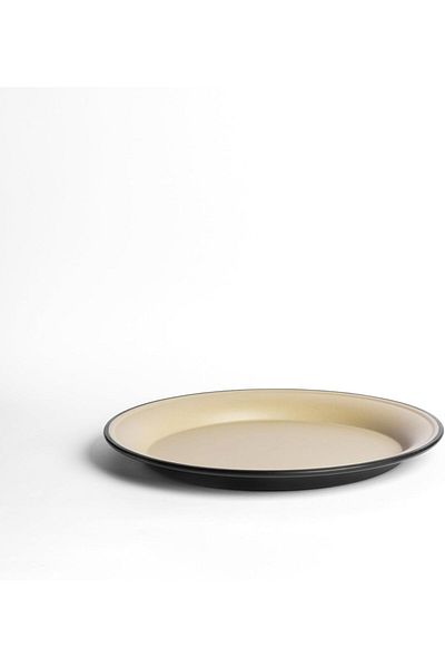 mastergold Melamine 3 Large Round Serving Plates (Beige | Black, 40cm) for Serving Banquets, Rice, Seafood