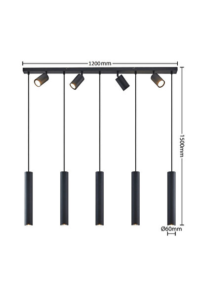 N Naturel Aydınlatma 120cm 9 Spotlu Ledli Yemek Masası Avizesi / Sarı Işık Ampul Dahildir / Beyaz Renk