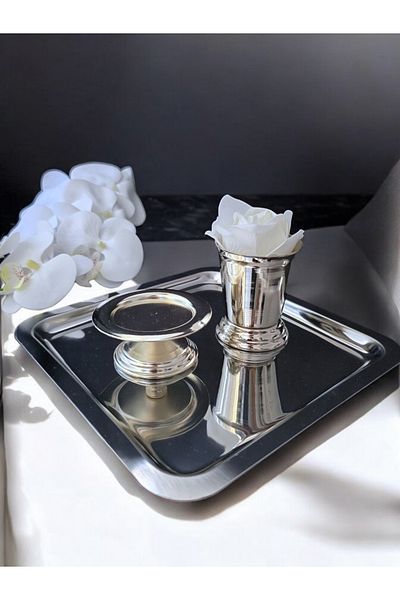 AYZ HOME Presentation Tray 21*21/ Turkish Delight Cup/ Rose Bucket/ Velvet Rose Set -(WORD, ENGAGEMENT, DESIGN, COFFEE PRESENTATION)