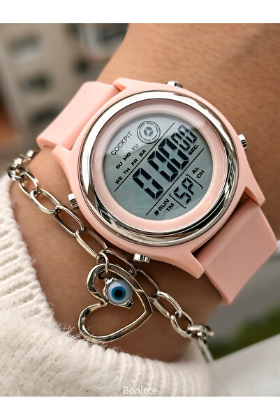 Cockpit Water Resist Sports Wristwatch, Alarm, Light and Silicone Cord Kitten Augzi̇ Color