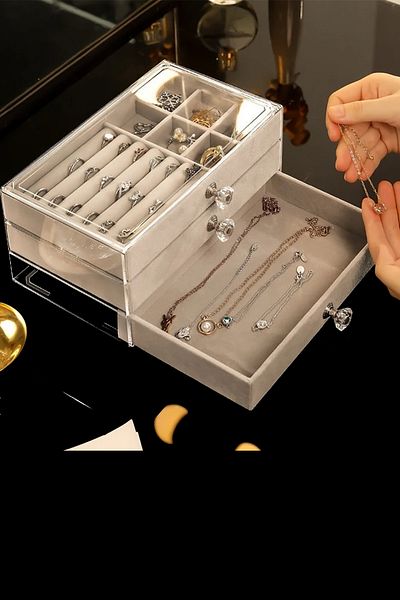 GİLLİ STORE 3 Bujiteri Sertare Organizator de machiaj cu mai multe compartimente Organizator multifuncțional pentru bijuterii
