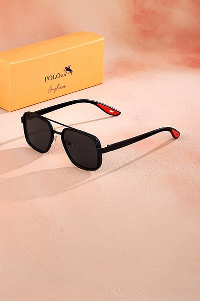 Polo Air Men's Sunglasses Uv400 Protection Metal Frame Soft Plastic Body Black Color