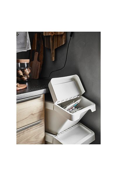 IKEA SORTERA Waste sorting bin with lid, white, 37 l