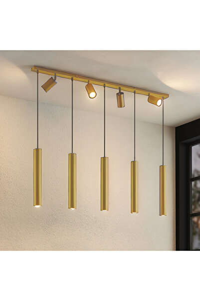 N Naturel Aydınlatma 120cm 9 Spotlu Ledli Yemek Masası Avizesi / Sarı Işık Am...