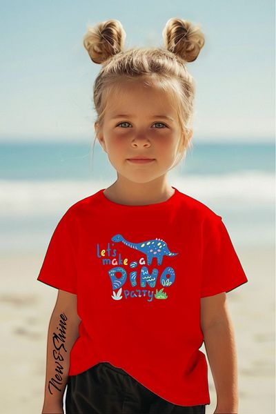 New Shine 1 T-Shirt Is a Gift for Purchases of 6 or More in the Cart - Dinosaur Printed Oversize Children's T-Shirt