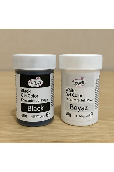 Dr. Gusto 2 Li Gel Food Color Set Black White 30 Gr