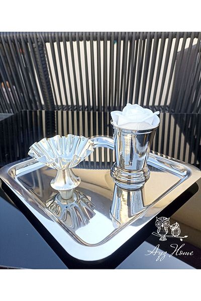 AYZ HOME 21*21 Presentation Tray - Turkish Delight and Rose Bucket Velvet Rose Set (Promise, Engagement, Promise, Coffee Presentation)