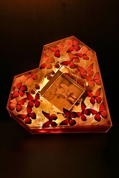 BURDANEVE Sevgiliye / Anneye / Arkadaşa Hediye Işıklı Çerçeveli Kalpli Kutu A...