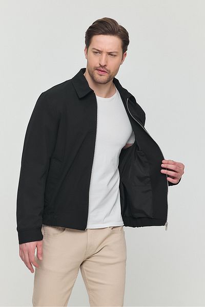 STONCS Men's Black Cotton Seasonal Coat