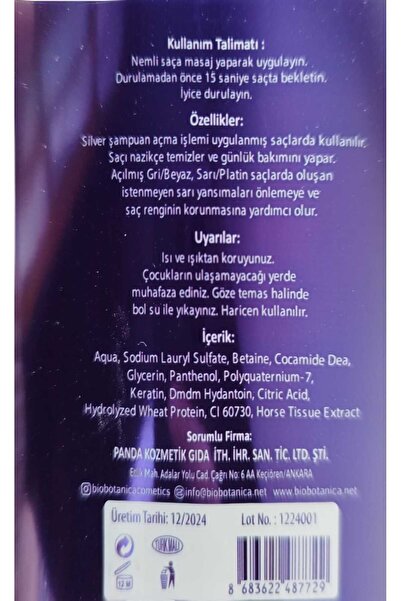 Biobotanica Silver Turunculaşma Karşıtı Mor Şampuan 2 X 500 Ml ( 2 Adet )