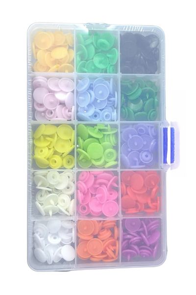 mk global Snap Fastener Plastic Set Colorful 180 Pieces