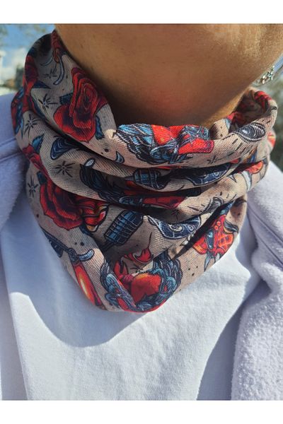 kurukafagift Butterfly Devil Heart Gothic Printed Lycra Buff Mask Bandana