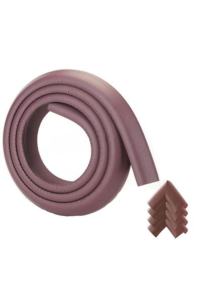 Evokids (2 Meters Rubber Edge 4 Pieces Corner) Coffee Rubber Edge Protector