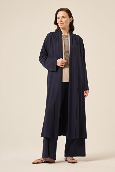 Ceremony Aller Λεπτομερές μακρύ μπουφάν από μπαμπού 5891 Navy Blue