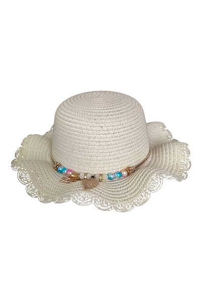 Aware Time Kitti 6-10 Years Old Girl's Straw Fedora Hat with Charm Accessory
