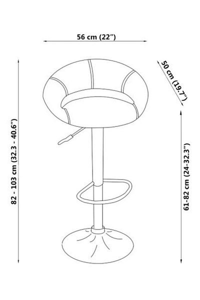 AWF AL WADI FURNITURE Set of 2 Round Soft Cushion Adjustable Height Bar stools Black