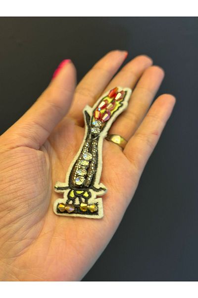 Gönülden Tasarım 9X2 cm Embroidery Beading Stone Stitching Flower Coat of Arms Sewing Applique