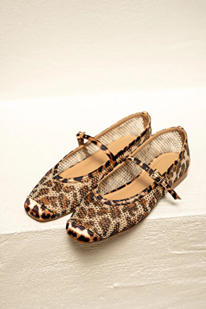 LAMİNTA Monix Leopard Patterned Buckle Women's Ballerinas