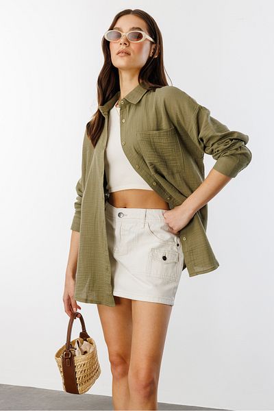 GENIUS STORE Oversize Basic Muslin Γυναικείο Πουκάμισο ΓΥΝΑΙΚΕΙΟ-ΜΟΥΣΛΙΝ-ΠΟΥΚΑΜΙΣΟ