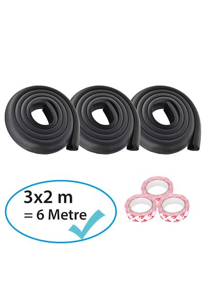 Evokids Black 3 Pieces Rubber Edge Protector (6 Meters)
