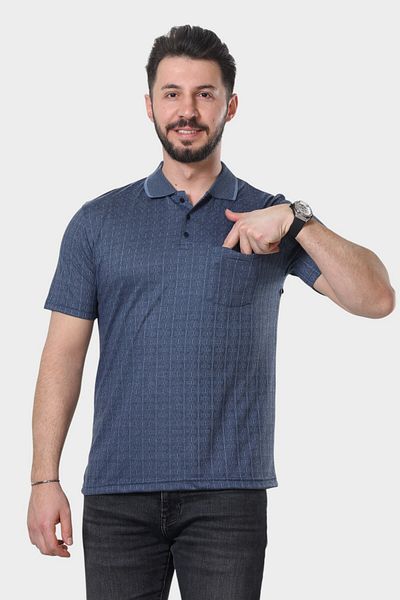 HEDEFNUR TEKSTİL Мъжка тениска Dad T-Shirt с яка и шарки на джобове Класическа кройка