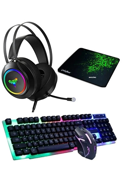 SNEXPRES 4in1 Rgb Klavye Mause Razer Pad Kulaklık Esport Oyuncu Gaming Combo Set
