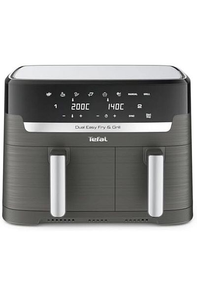 TEFAL Air Fryer Dual Easy Fry 8.3 L Dual Drawers Complete Family Meal 7 Pre-Set Programs Dishwasher