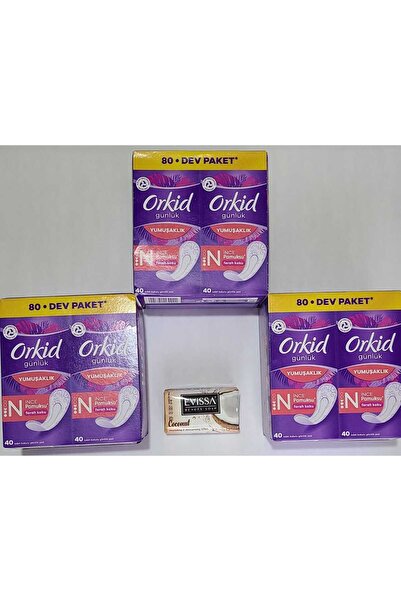 Orkid Ferah Koku İnce Pamuksu Günlük Ped 80'li X 3 Paket/Evissa Sabun Hediyeli
