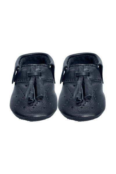 Evokids Hakiki Deri Parlak Siyah Bebek Patiği