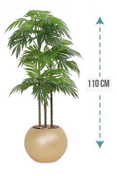 Generic شجرة نخل صناعي 110 سم (3 أفرع) بمركن بلاستيك دائري