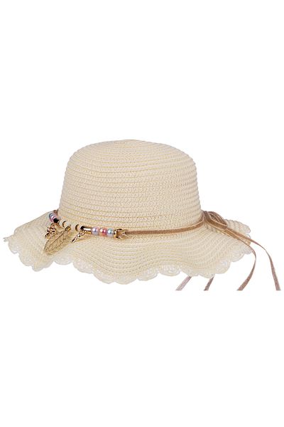 Aware Time Kitti 6-10 Years Old Girl's Straw Fedora Hat with Charm Accessory