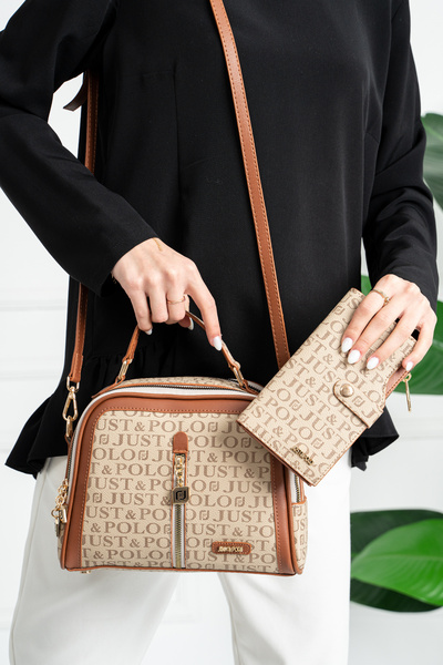 Just Polo Monogram Baskılı Kadın Omuz Çantası