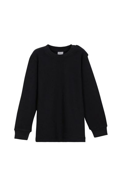 LOVETTI BlacK Snap-on Long Sleeve t-shirt for Girls - Crew NecK