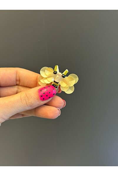 Gönülden Tasarım Апликация с пайети и крилати пчели с кръстат бод 4x3 см