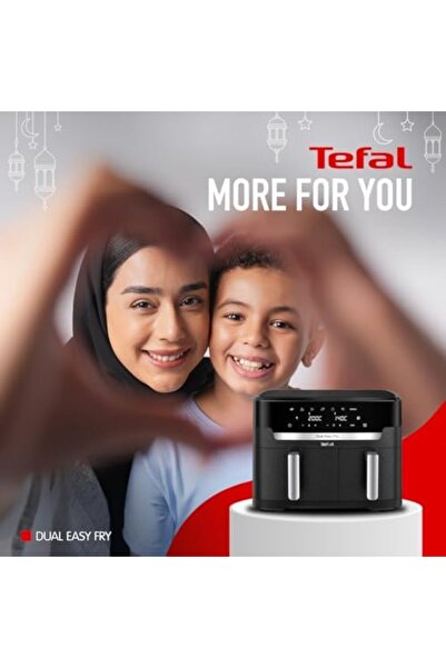 TEFAL Air Fryer Dual Easy Fry 8.3 L Dual Drawers Complete Family Meal 7 Pre-Set Programs Dishwasher