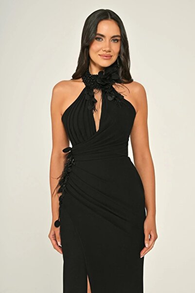 ALFABETA Taş ve Aksesuarlı Şık Abiye Elbise