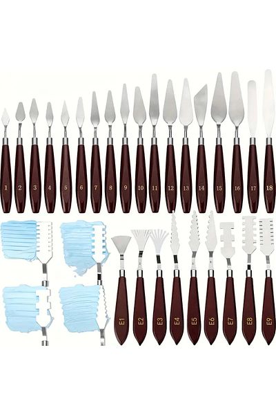 Art Tone Stainless Ulker Steleri 27 Piece Metal Spatula and Palette Knife Set