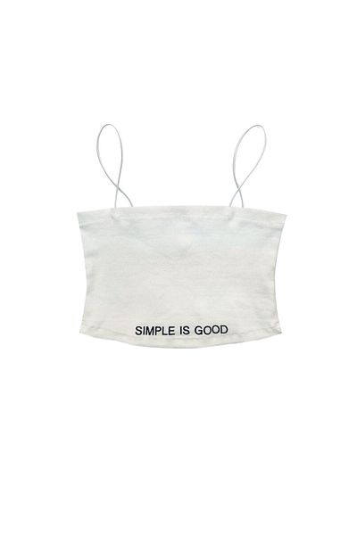 Mood Lab Women's Crop Tank Bra - Black Straps and Elastic String