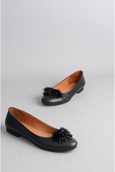 SEÇ KUNDURA Seç 030 حذاء راقصة الباليه ذو العمود الحقيقي باللون الأسود للنساء