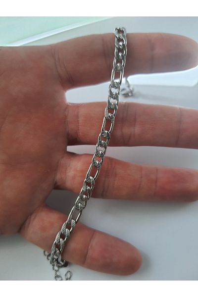 kurukafagift Stainless Steel Knitted Men's Chain Bracelet Silver Color