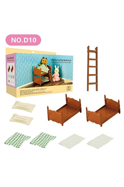 Choice مجموعة أثاث بيت الدمية بسرير بطابقين بني اللون، بيت الدمية، الحمام/الم...