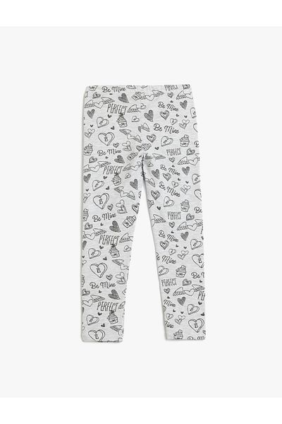 Koton New Season Heart Patterned Elastic Waist Leggings