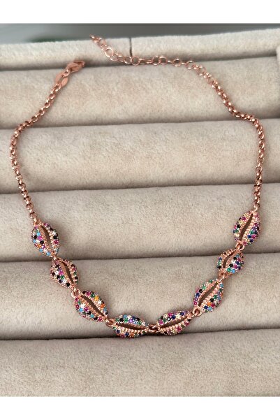 emy by emel luxury silver jewelry Halhal- Rose Altın Kaplama Renkli Taşlı Mid...