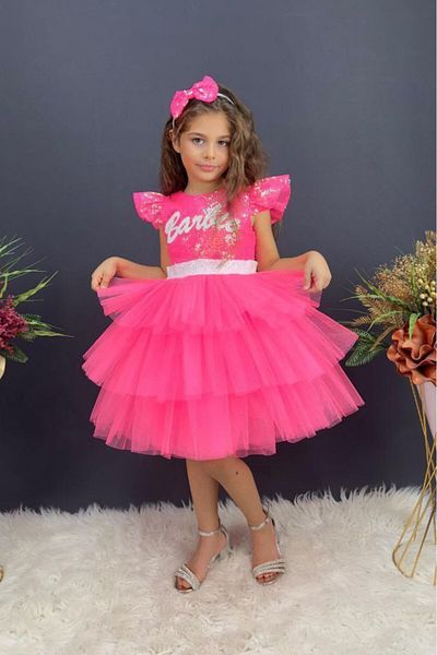 DeKuBaby Paiete Brodate Strat de Tulle Fusta Pufosă Prințesă Fată Copii Rochie de Seară-Parte-Costum de Zi de Naștere