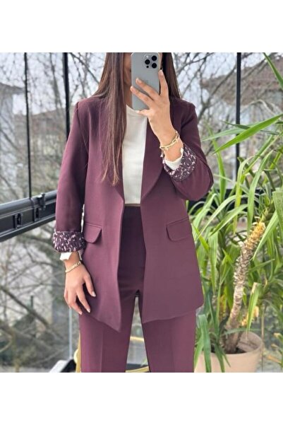 Lavanta Tekstil Şal Yaka Astar Detaylı Blazer Ceket