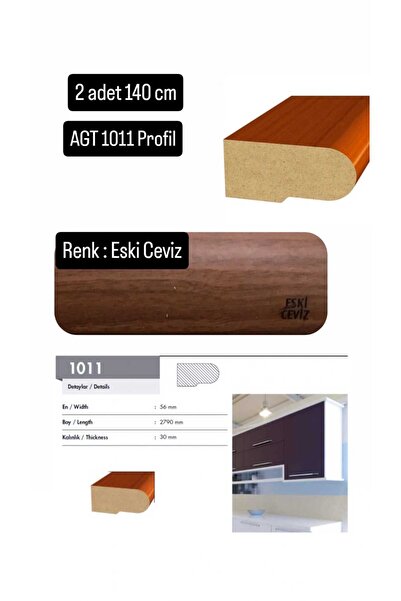 AGT 1011 Taç ve Işık Bandı Profil ( 2 adet 140 cm) - Dolap ve Mobilya Profili
