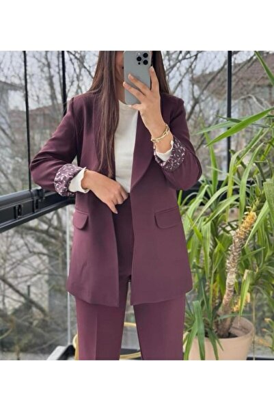 Lavanta Tekstil Şal Yaka Astar Detaylı Blazer Ceket