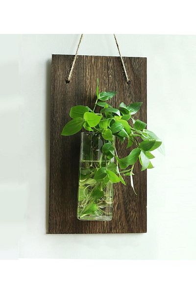 MIBRU Wall Mounted Wooden Plant Pot, Multicolor Hanging Flower Planter for Home & Garden